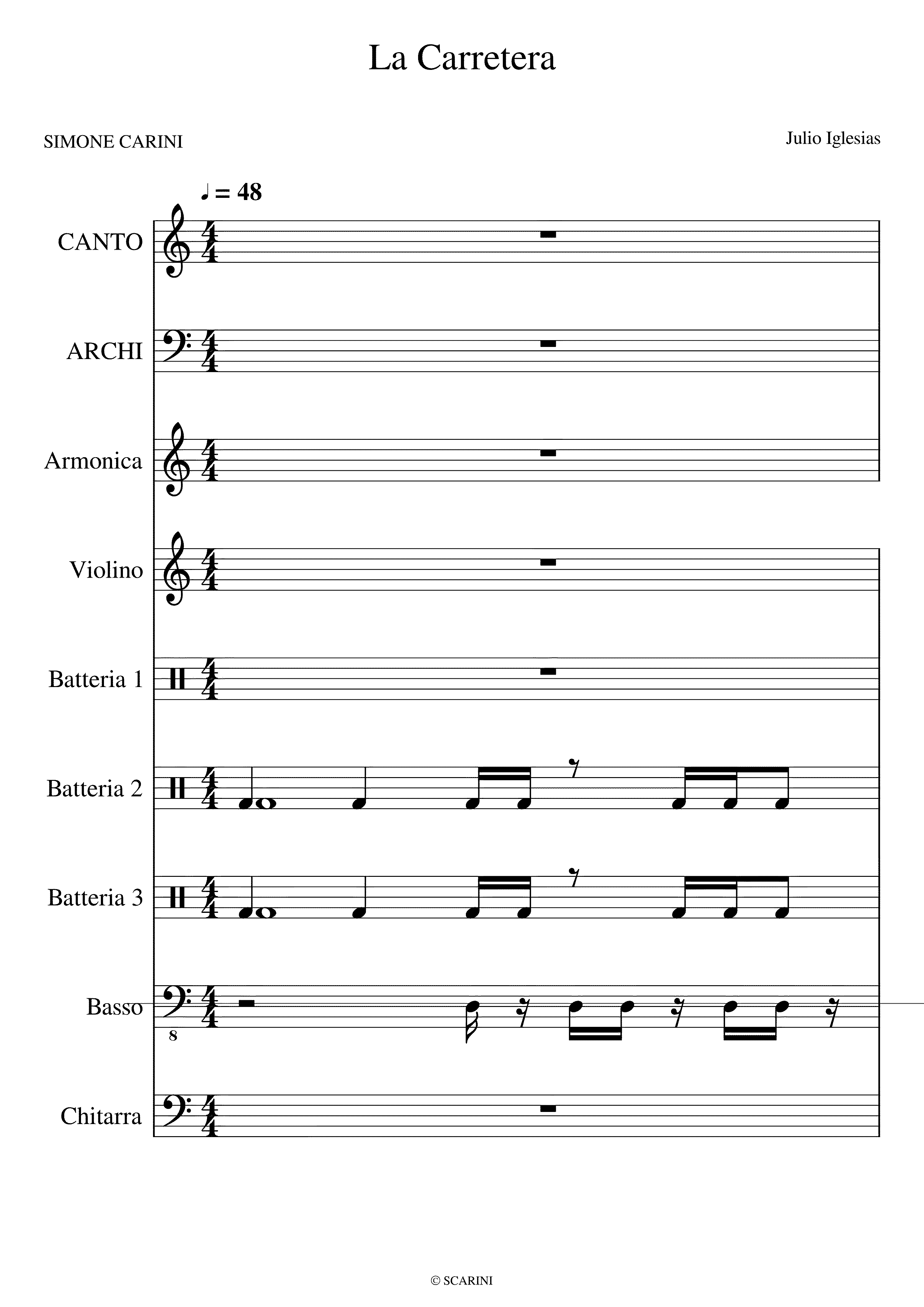 Partitura La Carretera Julio Iglesias