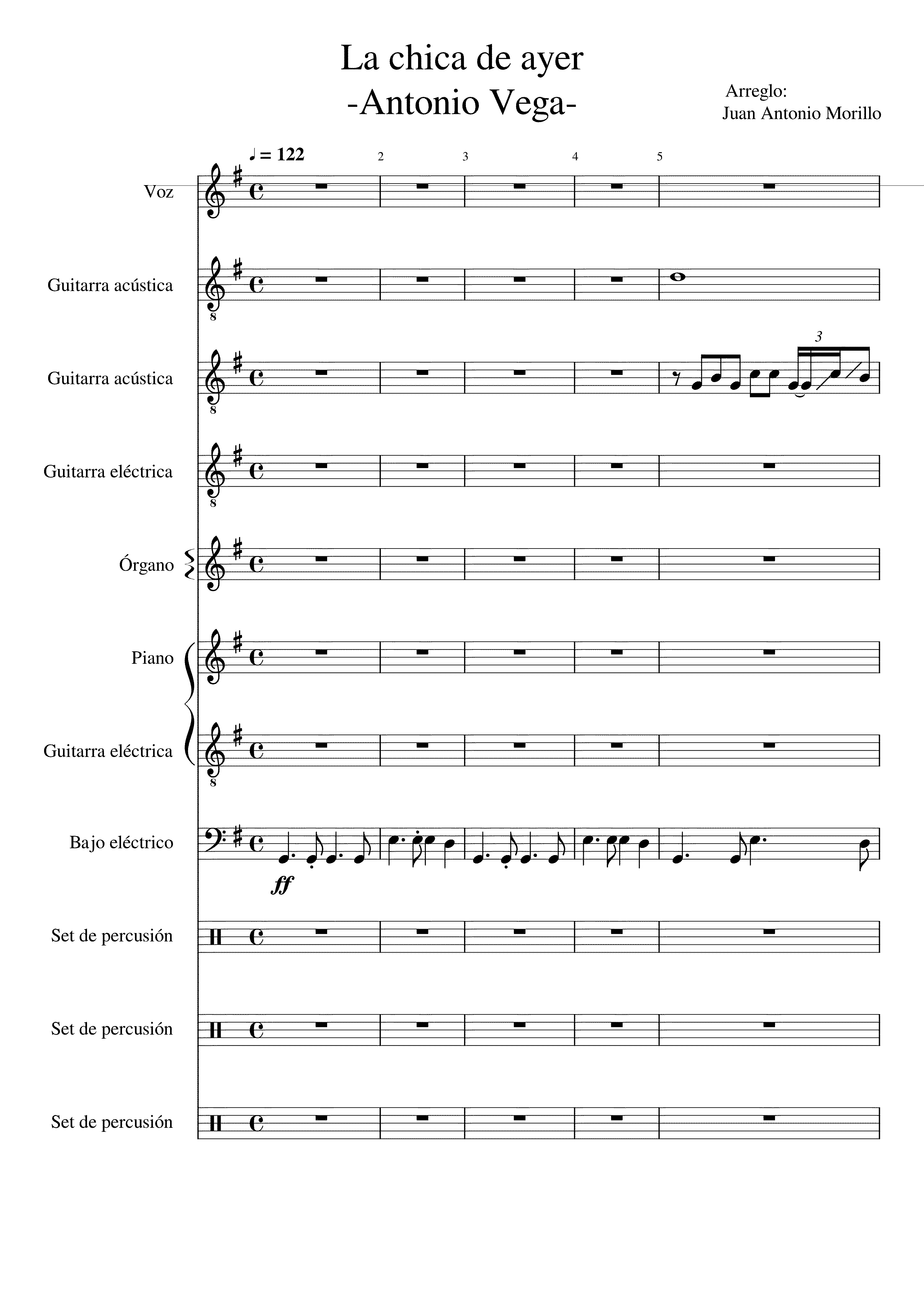 Partitura La Chica de Ayer