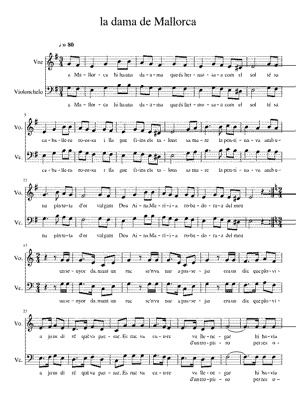 Partitura La Dama de Mallorca