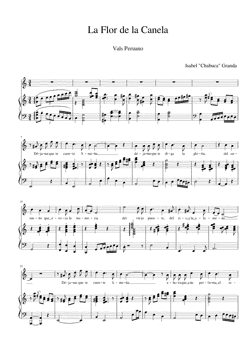 Partitura La Flor de la Canela