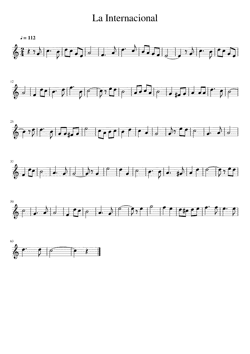Partitura La Internacional Socialista