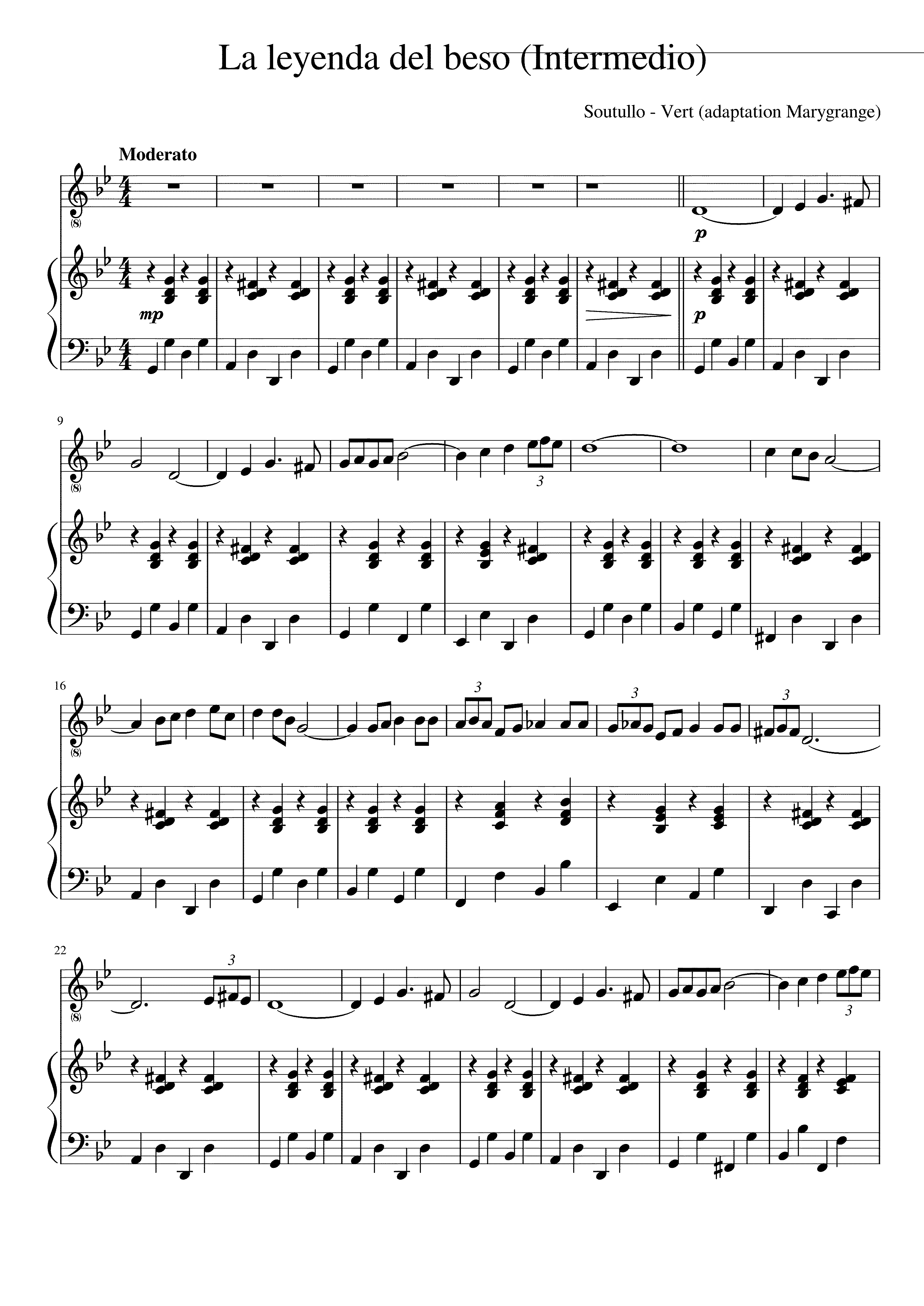 Partitura La Leyenda del Beso Intermedio
