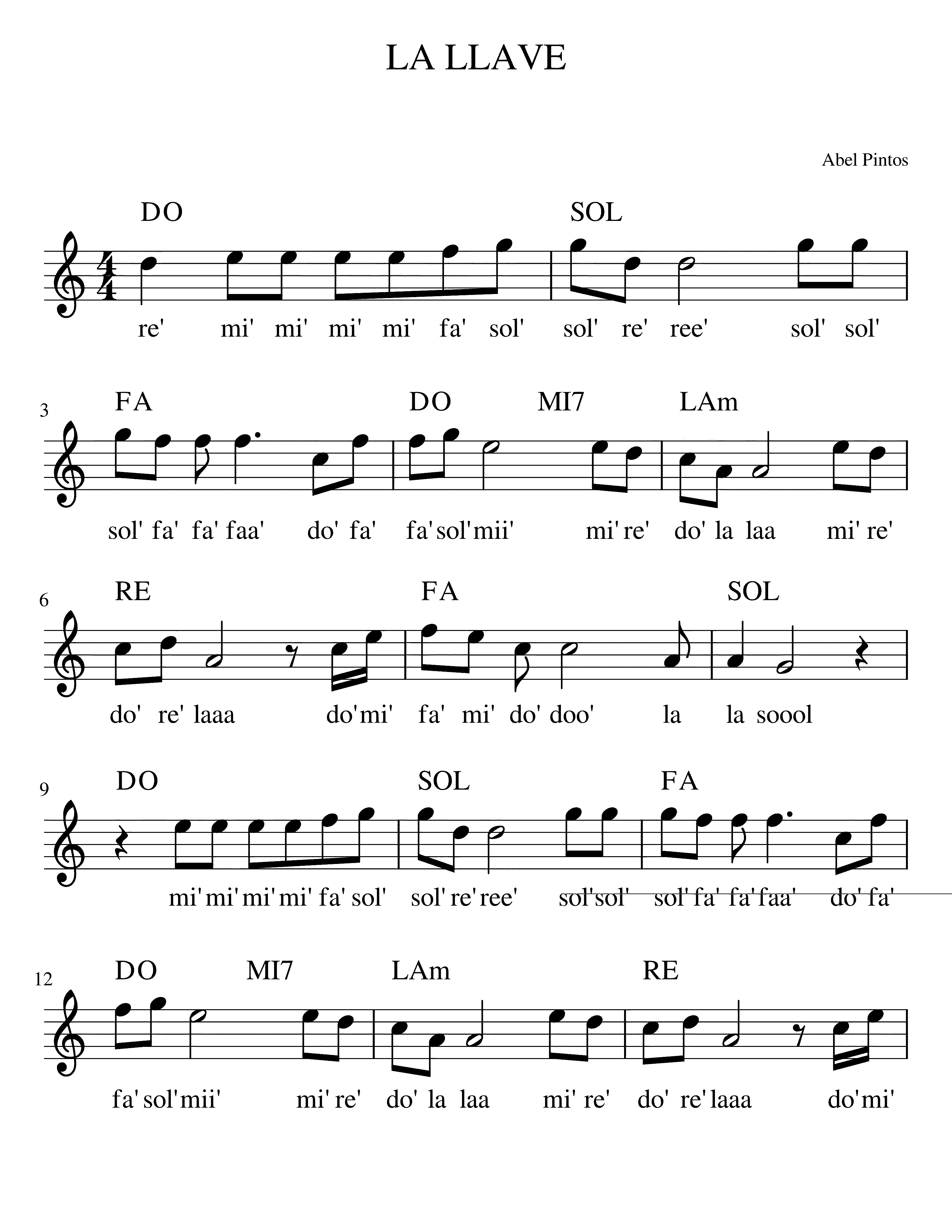 Partitura La Llave
