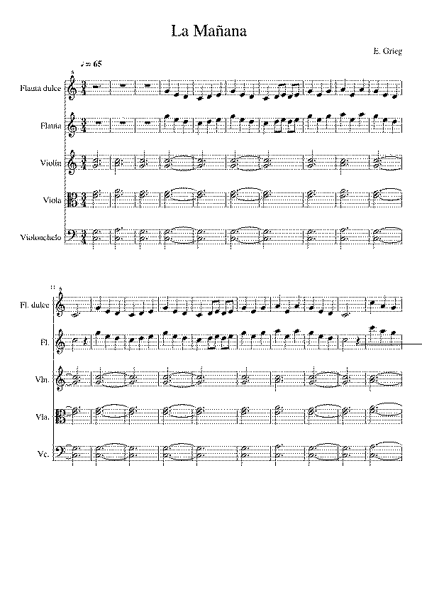 Partitura La Mañana de Edvard Grieg