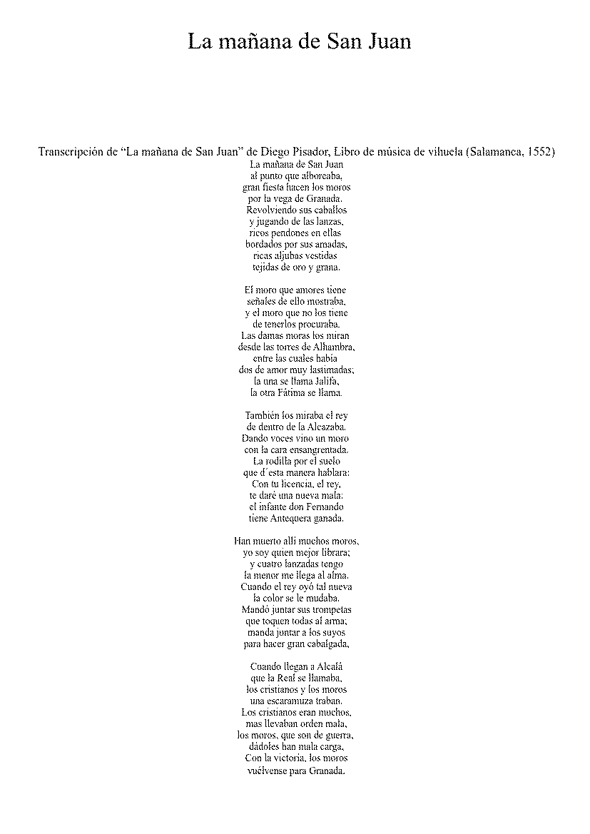 Partitura La Mañana de San Juan