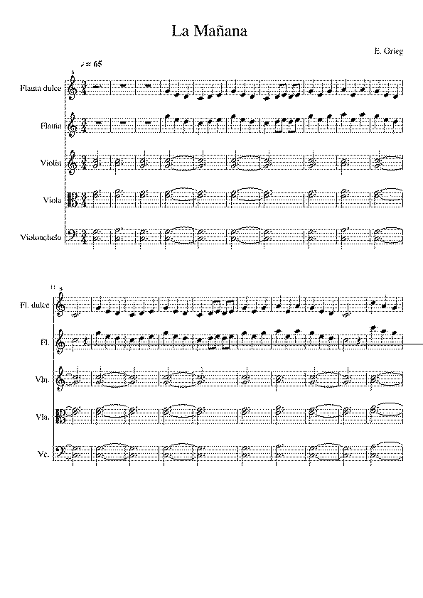 Partitura La Mañana Grieg
