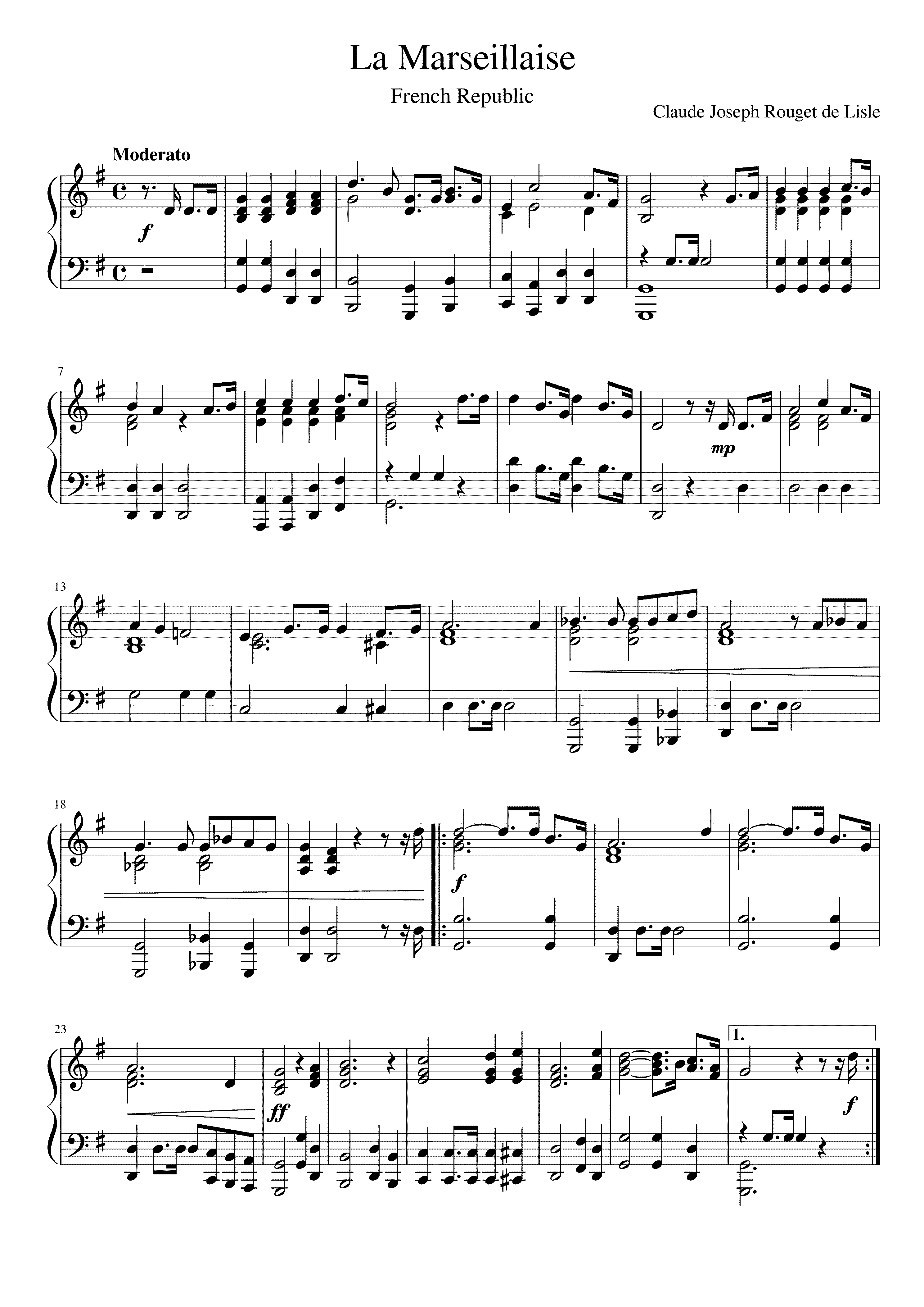Partitura La Marseillaise