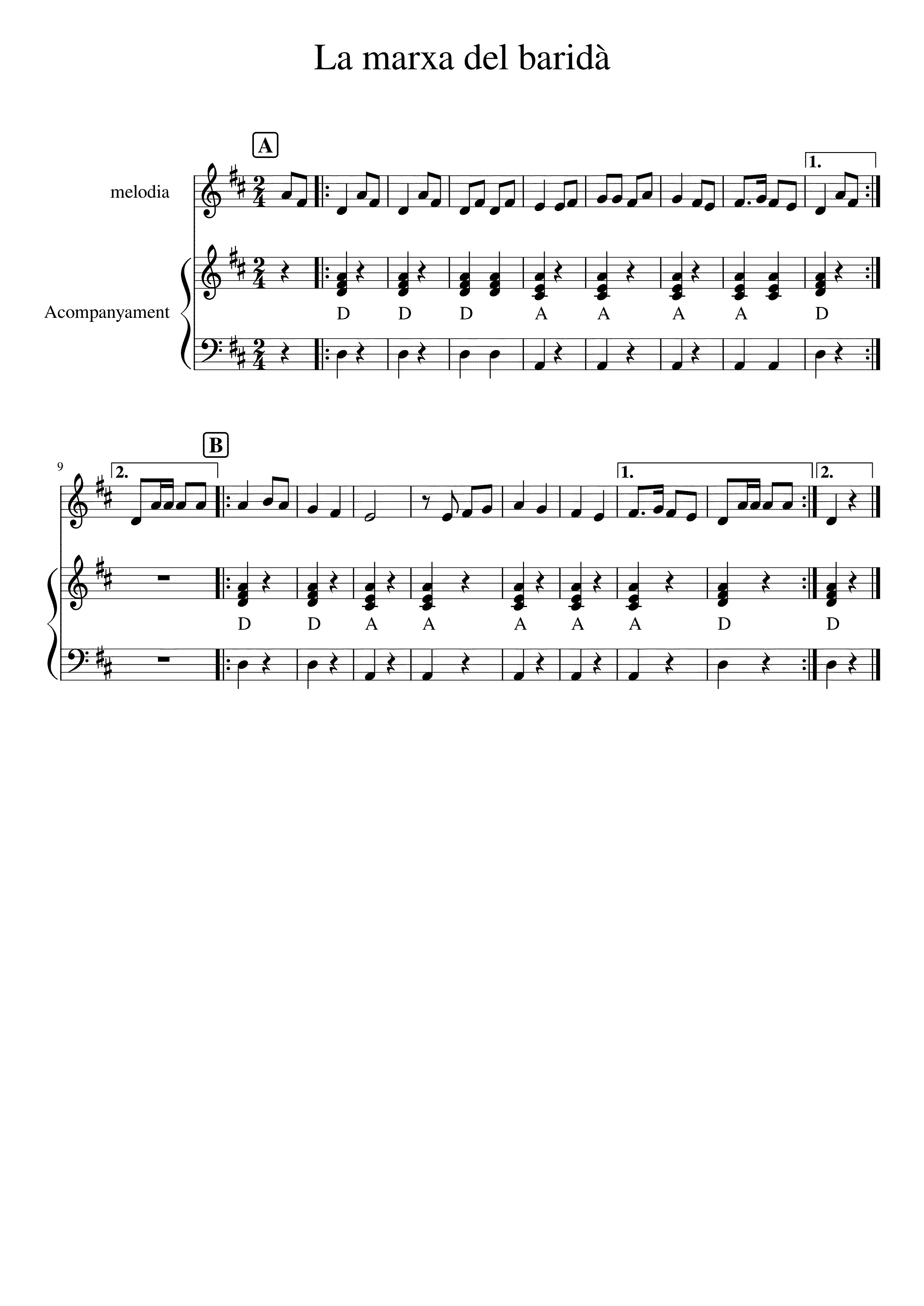 Partitura La Marxa del Barida