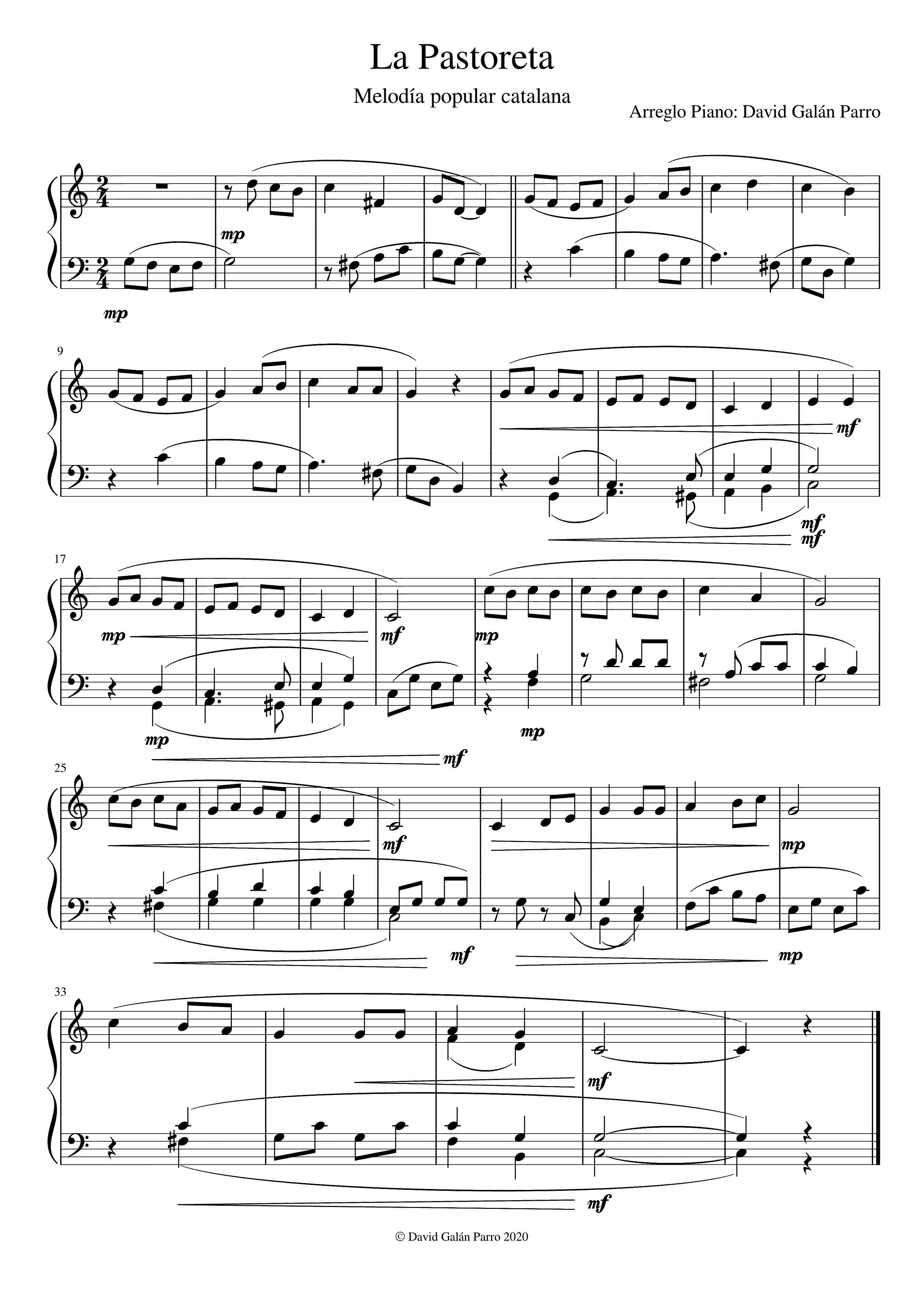 Partitura La Pastoreta