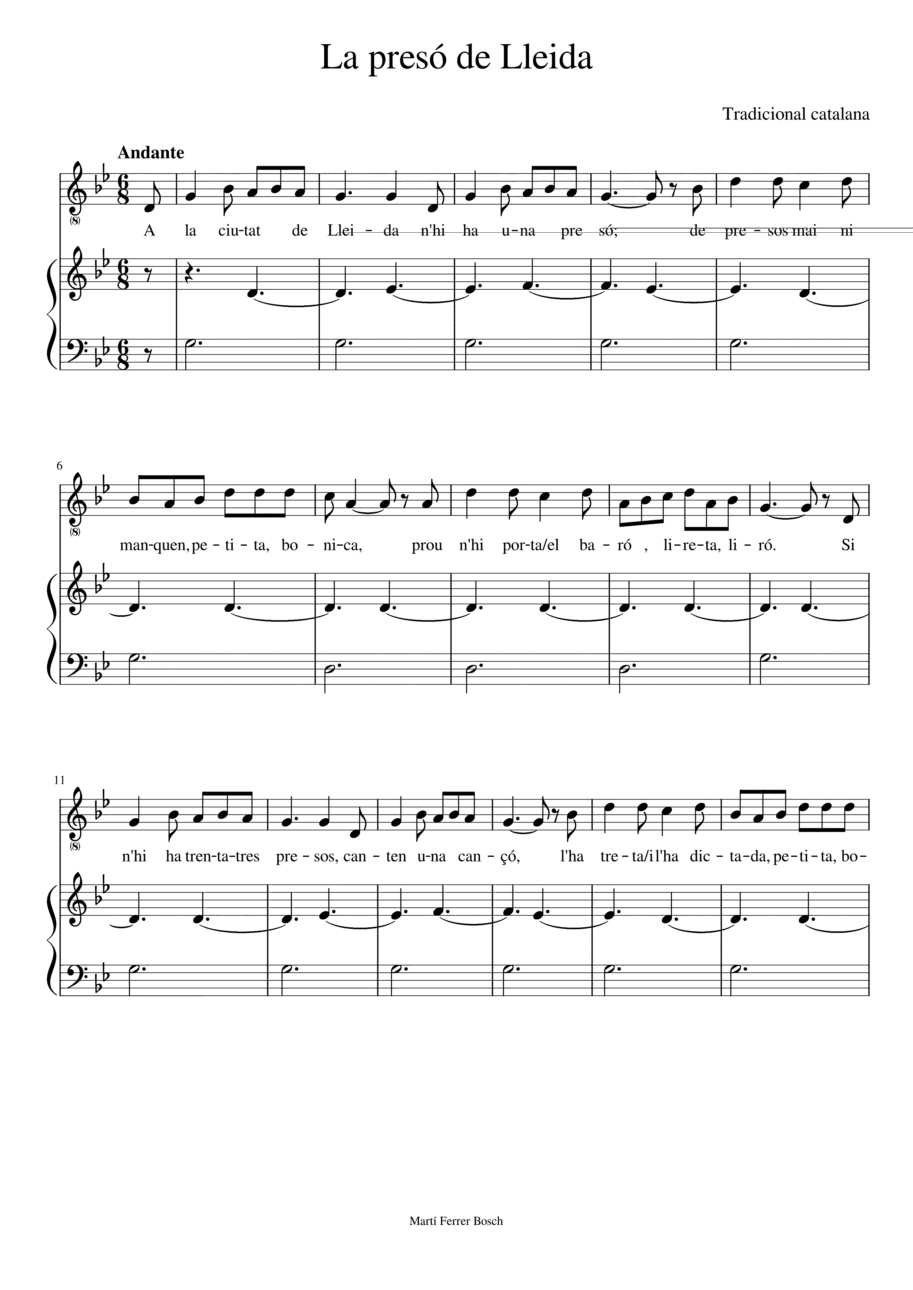 Partitura La Preso de Lleida