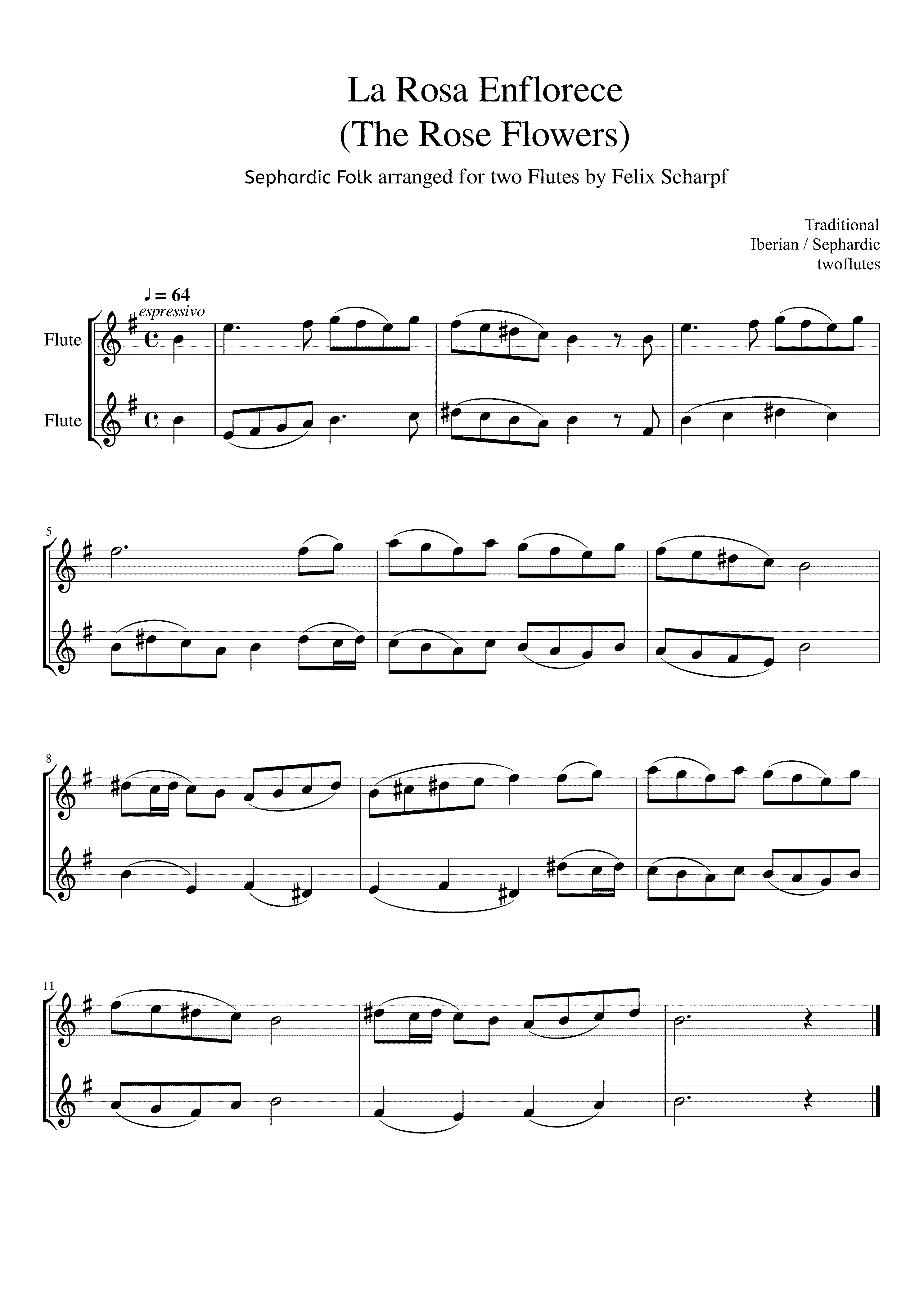 Partitura La Rosa Enflorece