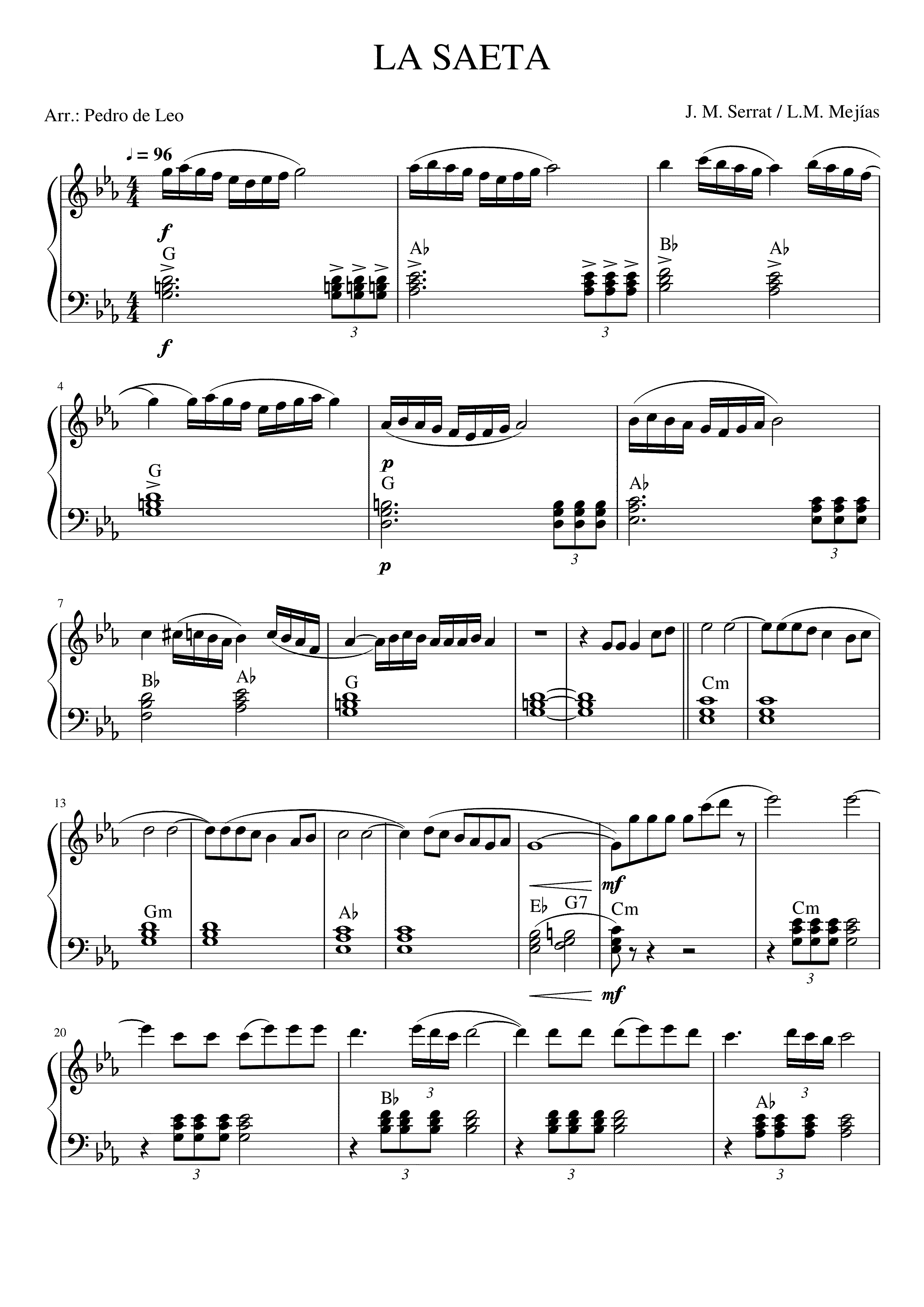 Partitura La Saeta Joan Manuel Serrat