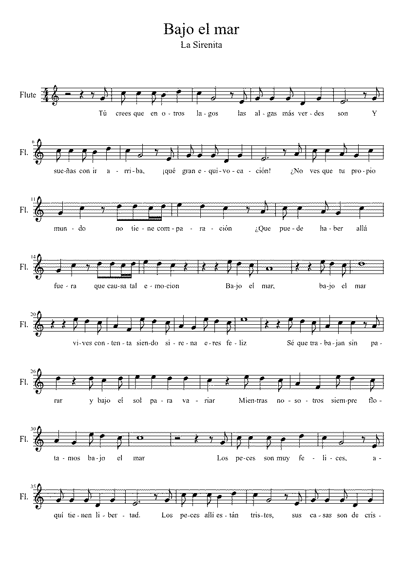 Partitura La Sirenita