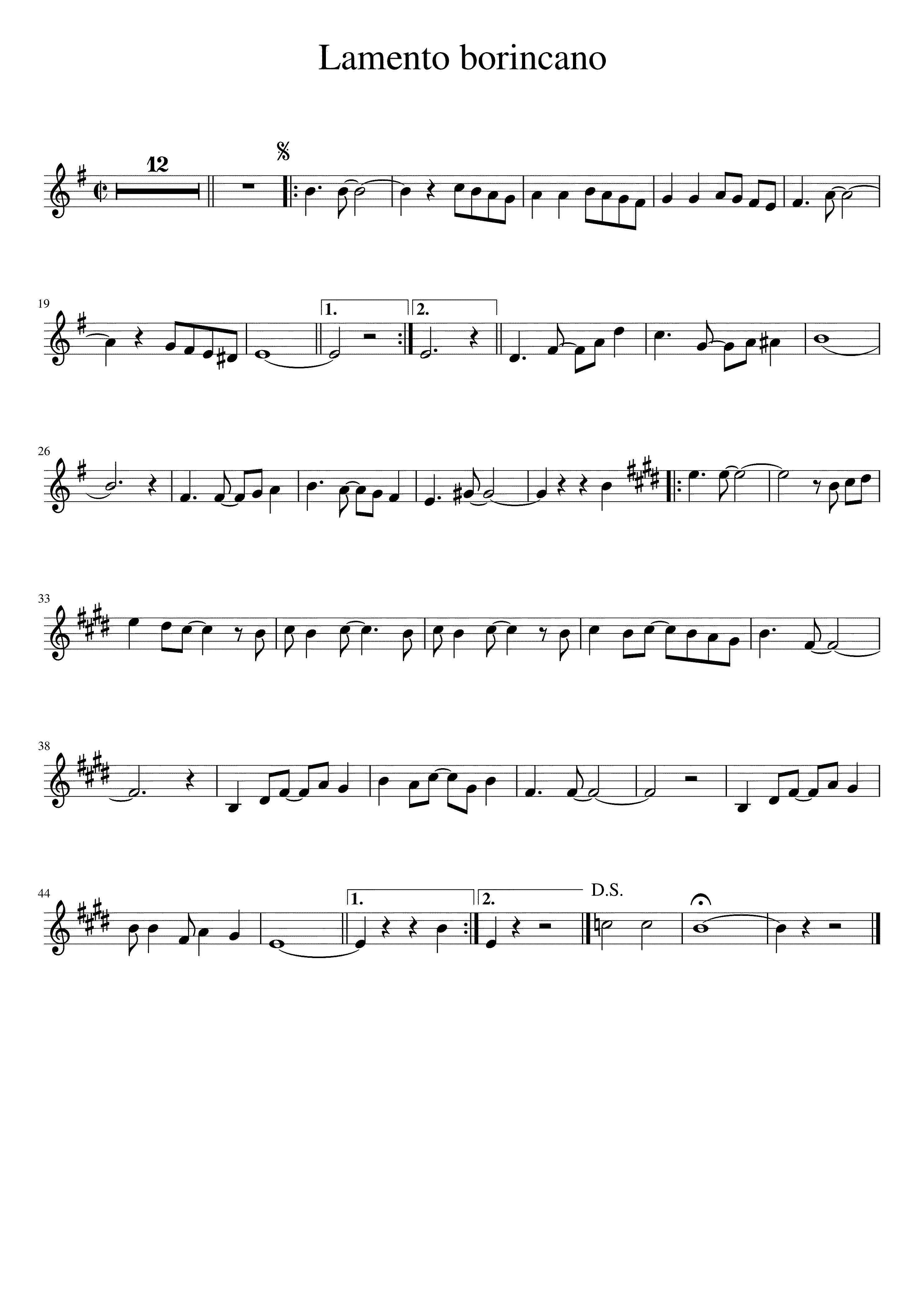 Partitura Lamento Borincano