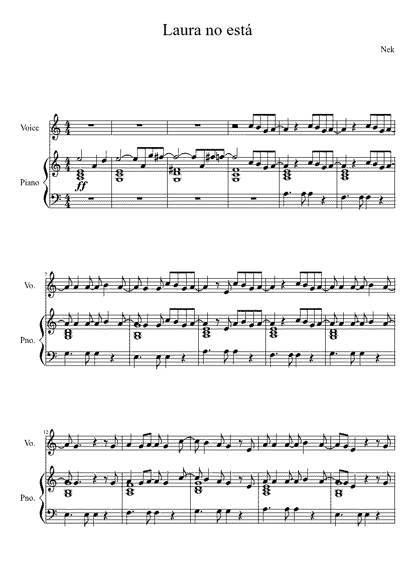 Partitura Laura No Esta