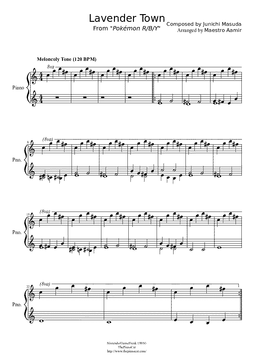 Partitura Lavender Town