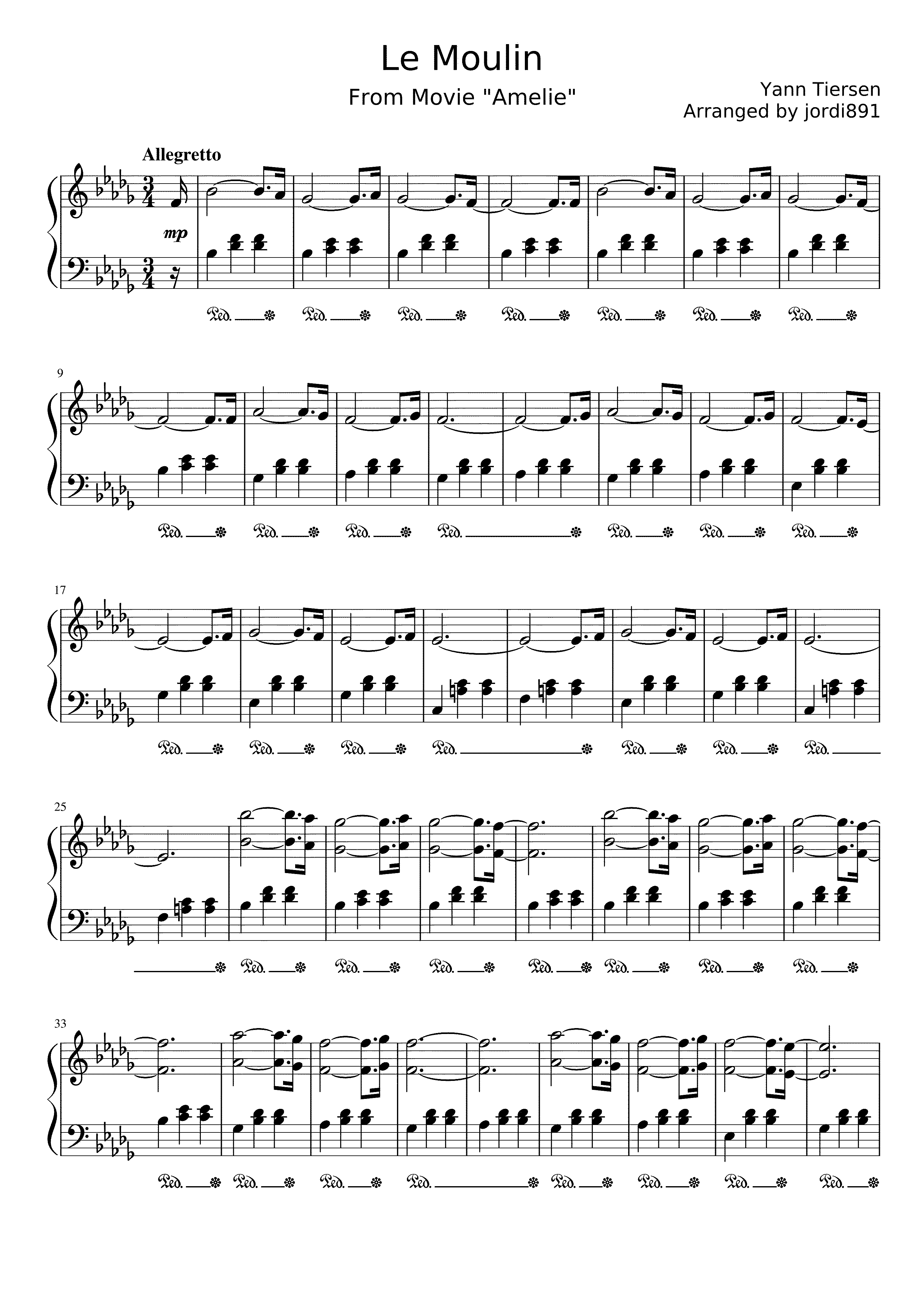 Partitura Le Moulin Amelie