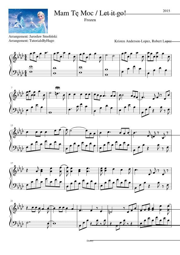 Partitura Let I Go