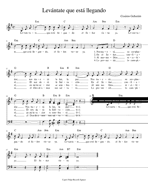 Partitura Levantate Que Esta Llegando