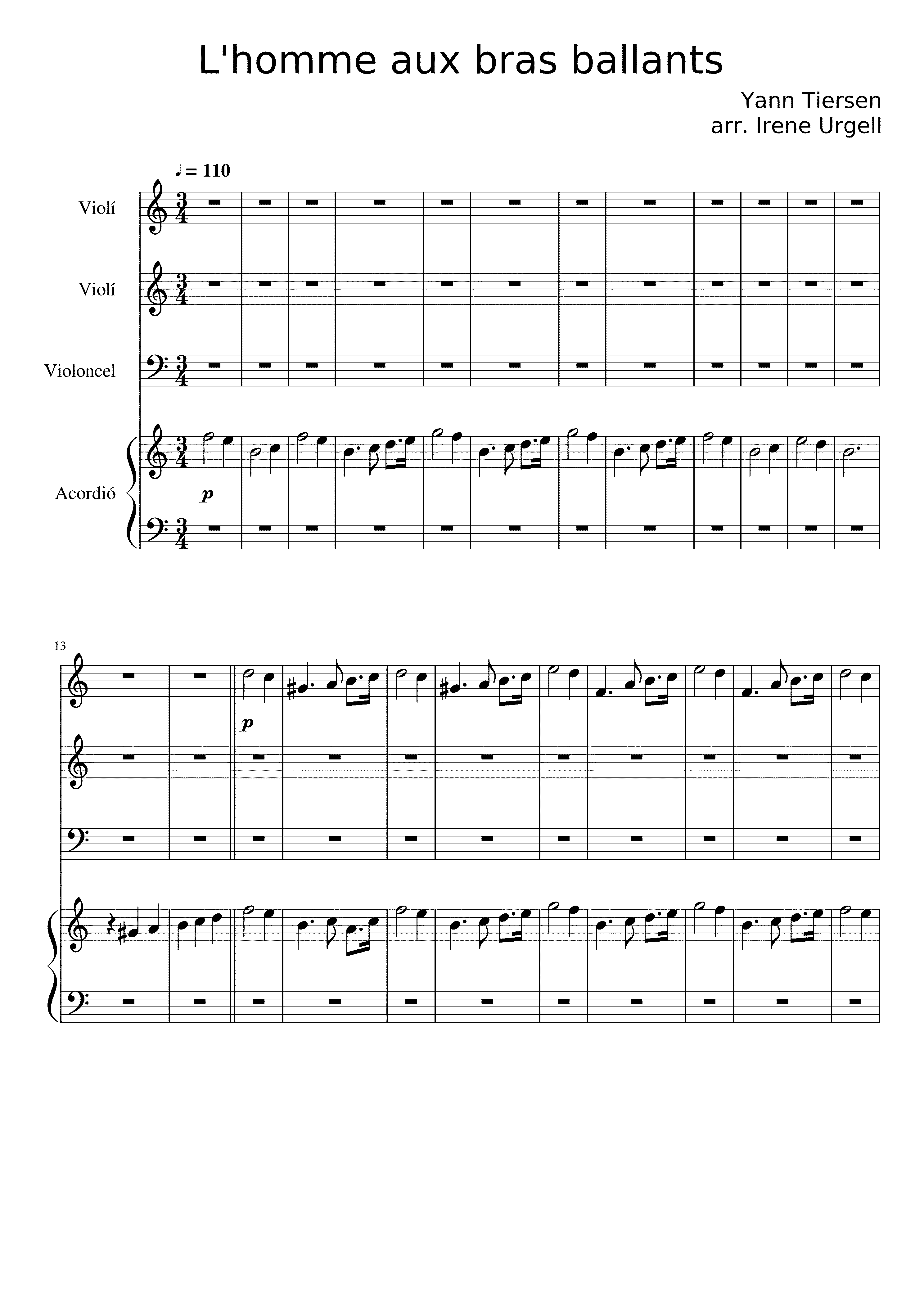 Partitura L'homme Aux Bras Ballants