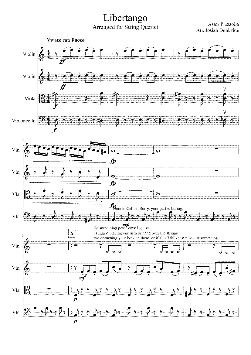 Partitura Libertango Astor Piazzolla