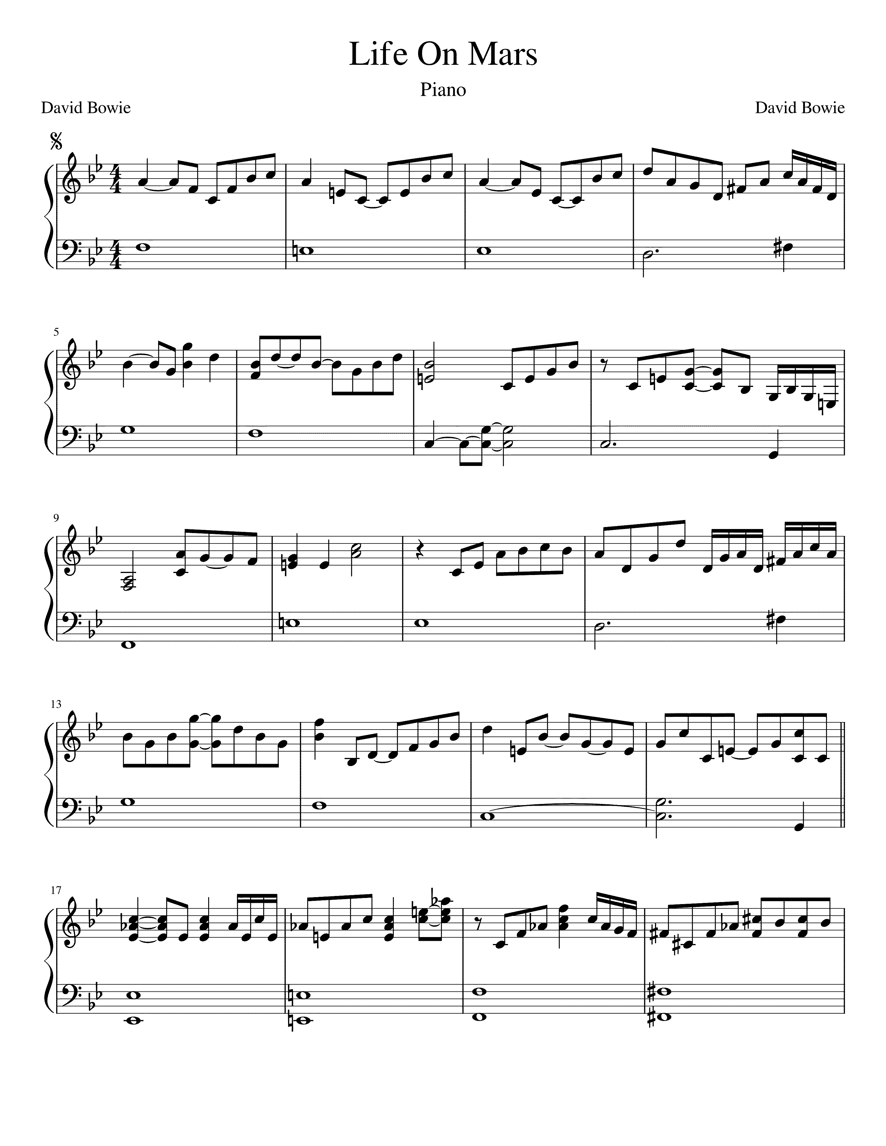 Partitura Life On Mars