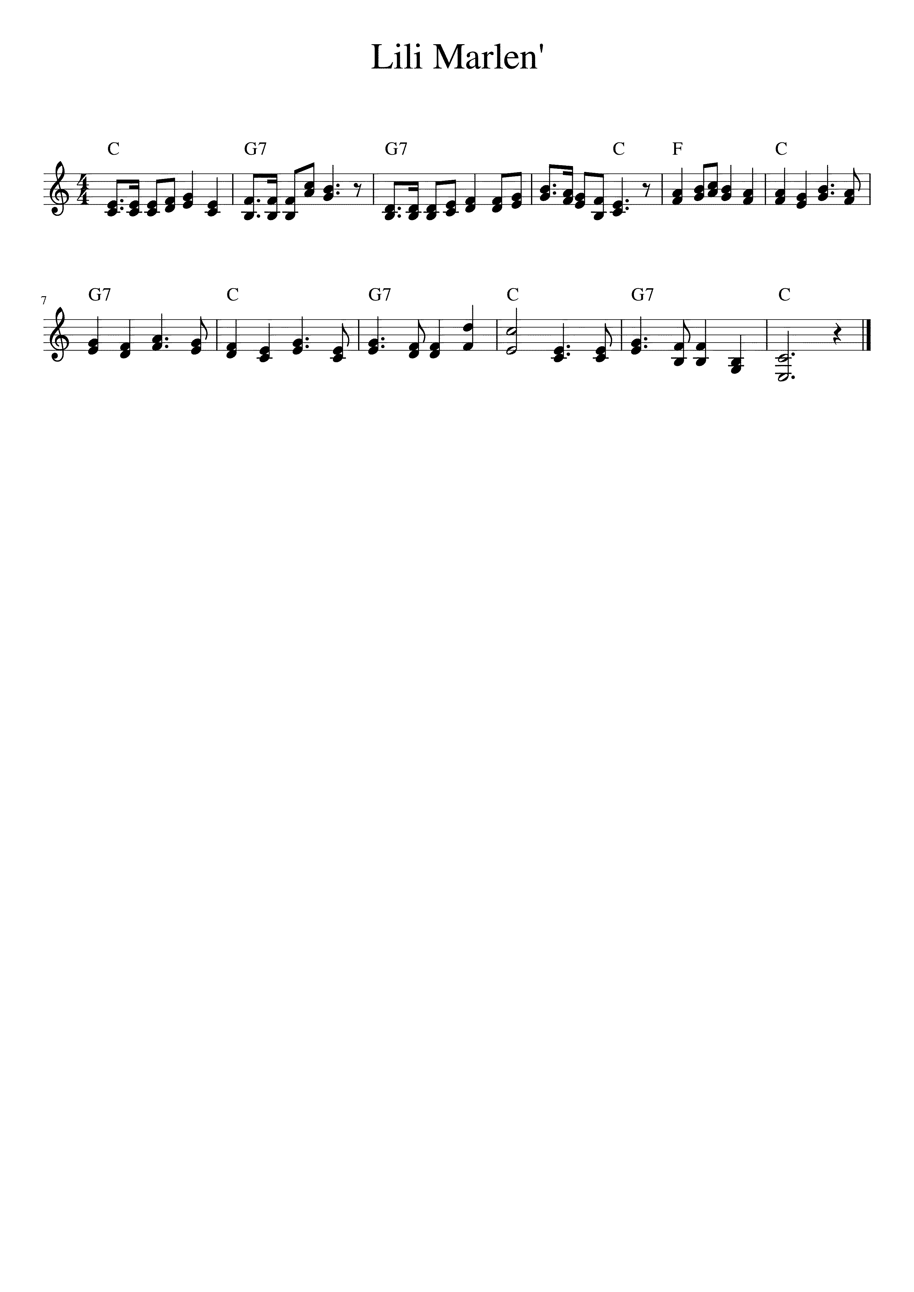 Partitura Lili Marlen