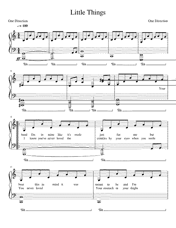 Partitura Little Things One Direction