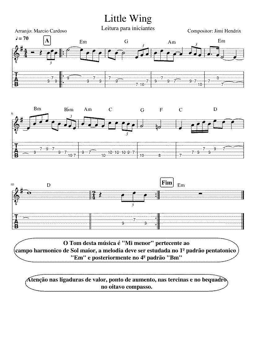 Partitura Little Wing