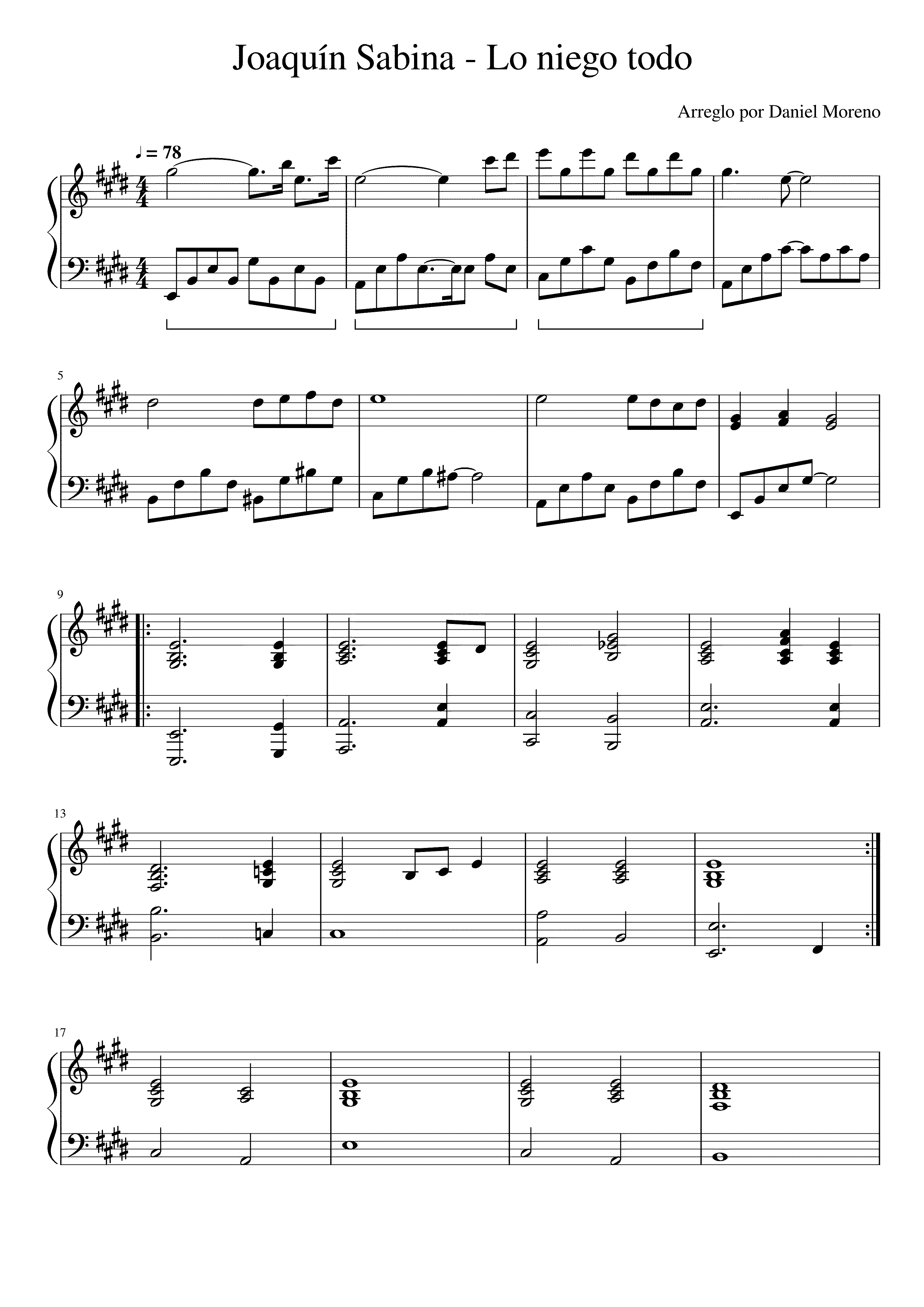 Partitura Lo Niego Todo