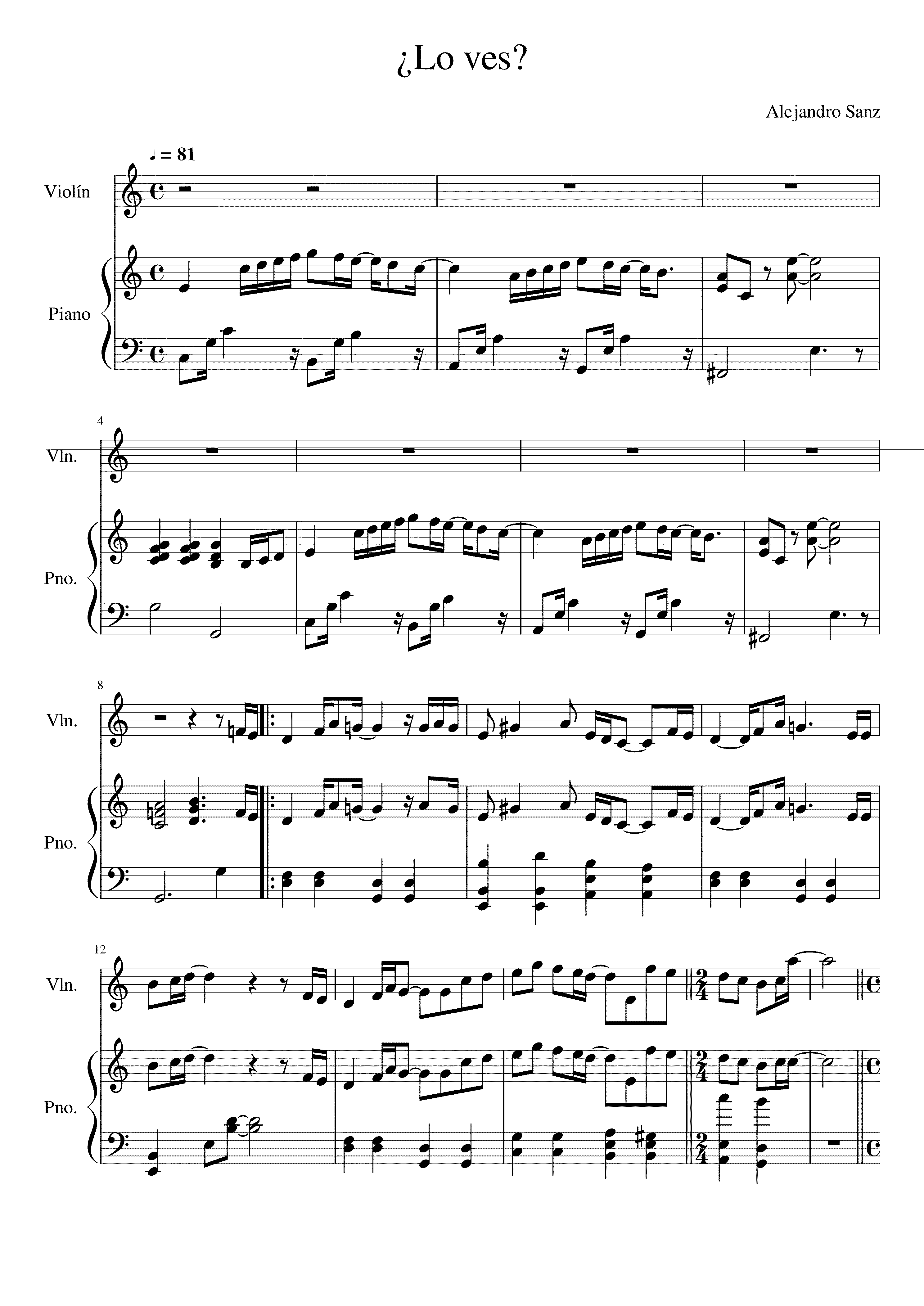 Partitura Lo Ves