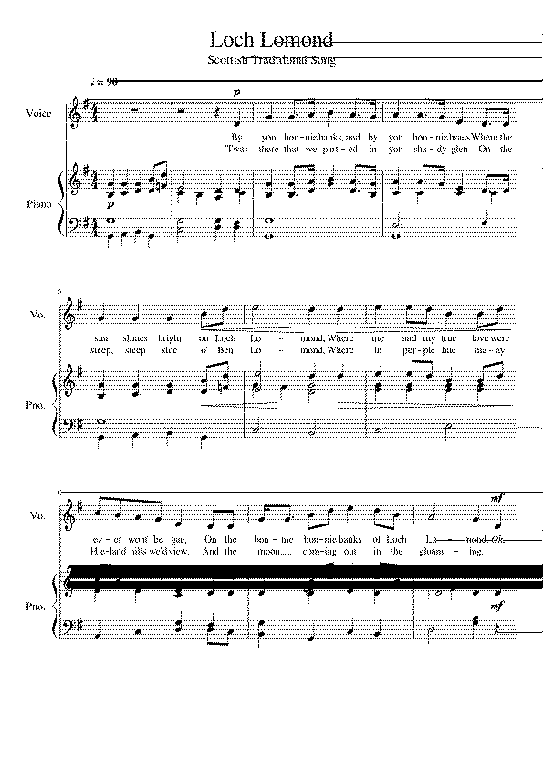 Partitura Loch Lomond