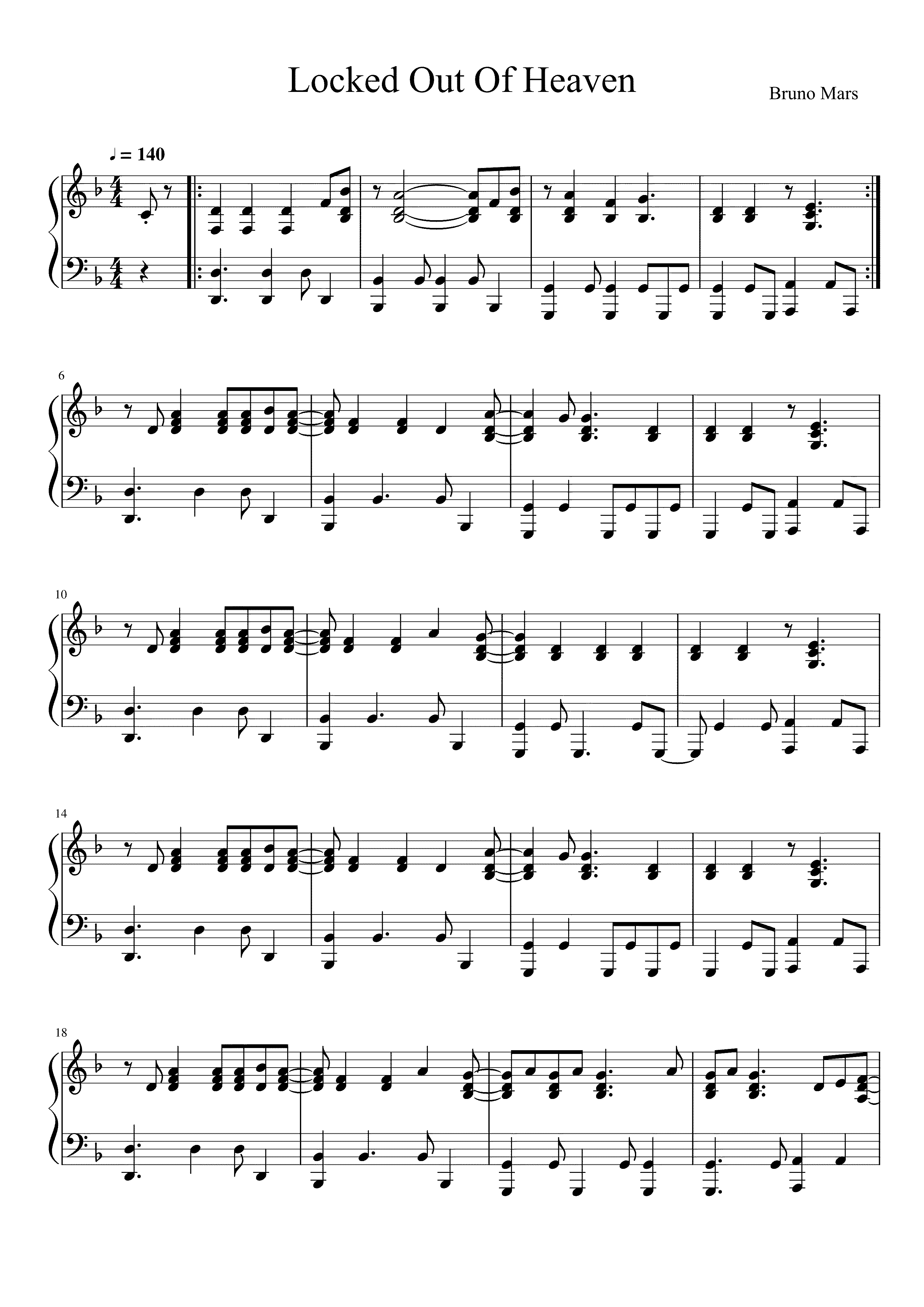 Partitura Locked Out of Heaven
