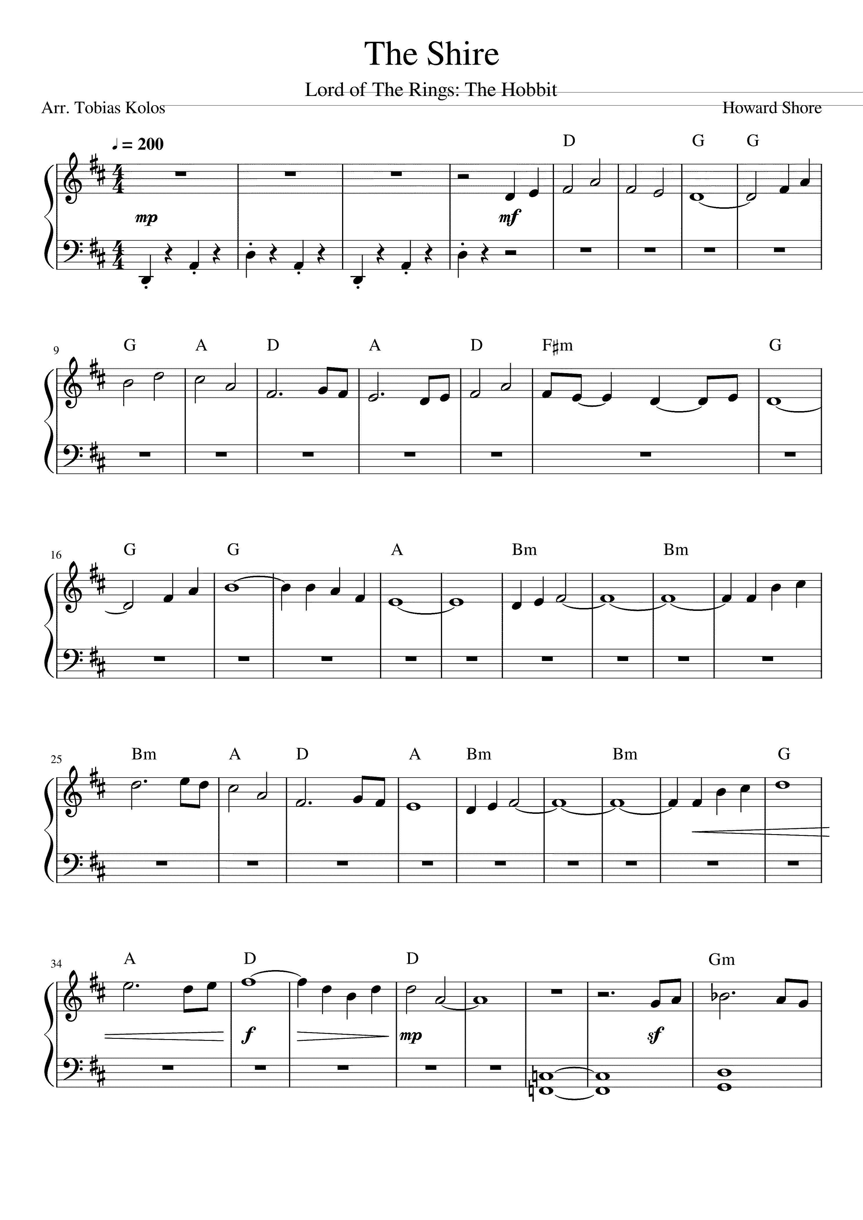 Partitura Lord of The Rings Theme