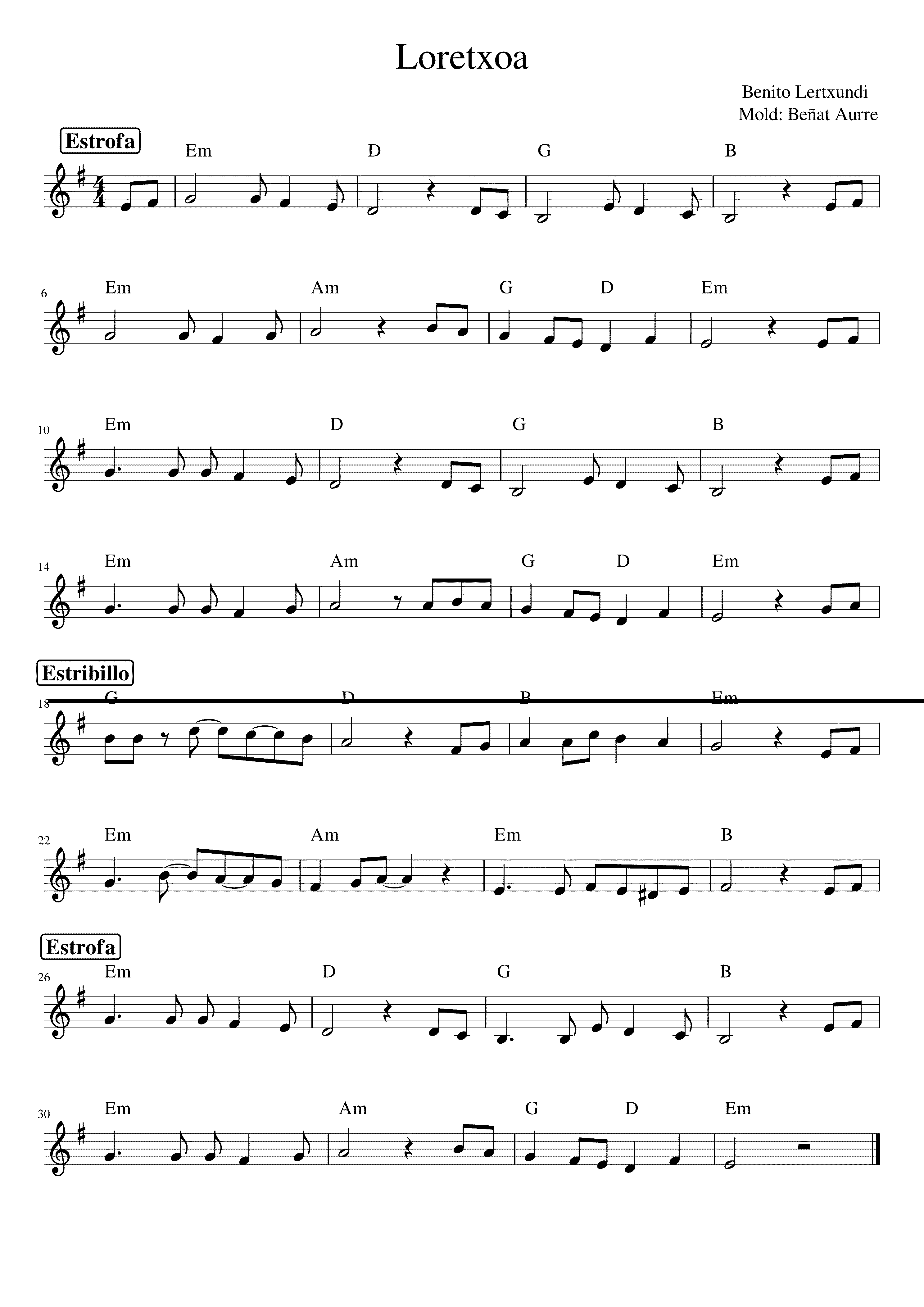 Partitura Loretxoa