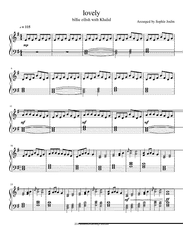 Partitura Lovely Billie Eilish