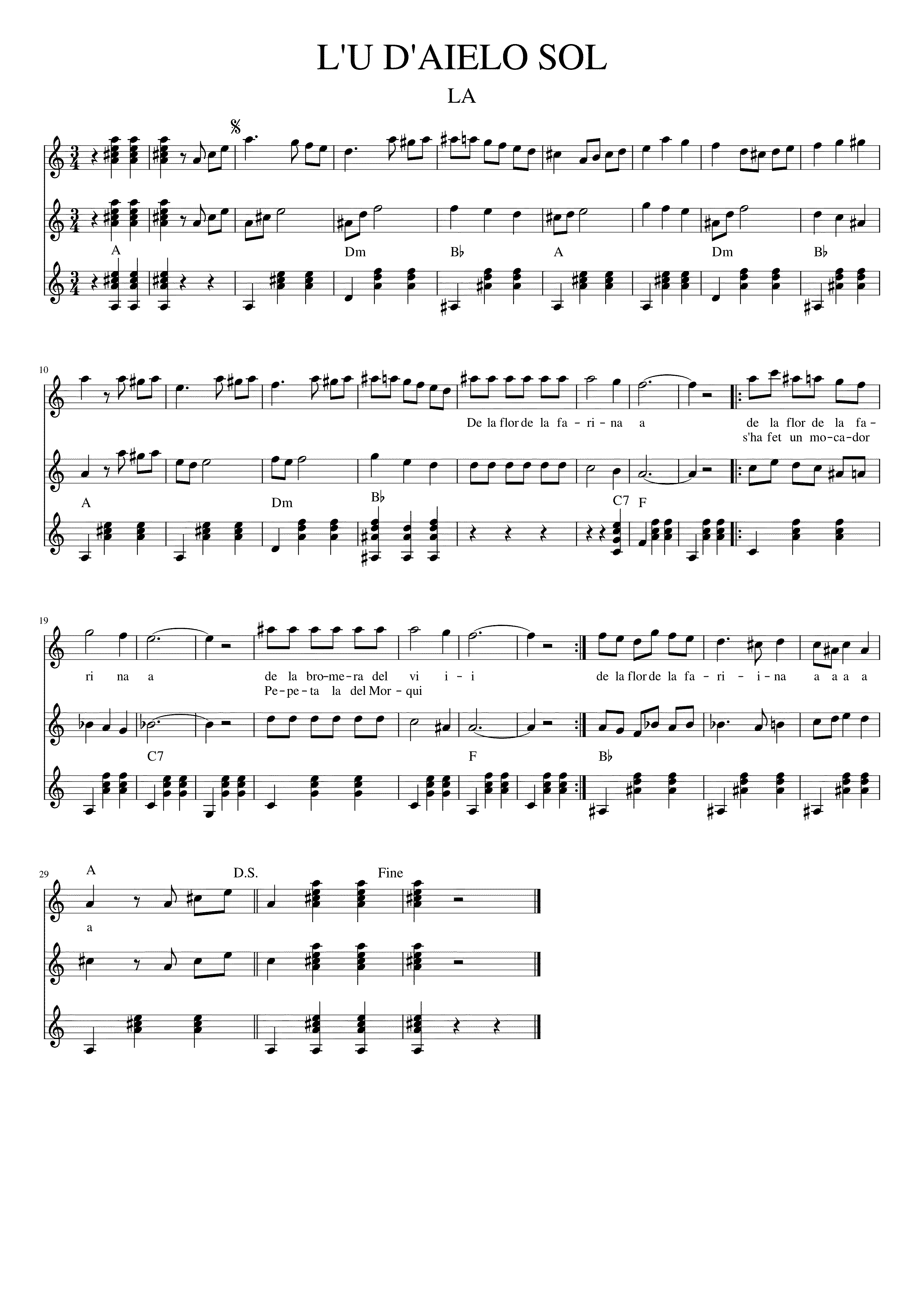 Partitura L'u D'aielo