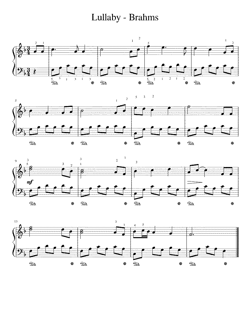 Partitura Lullaby Brahms