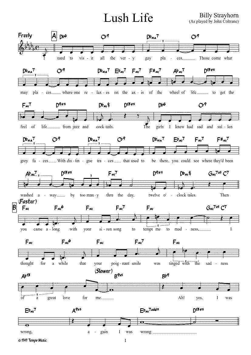 Partitura Lush Life