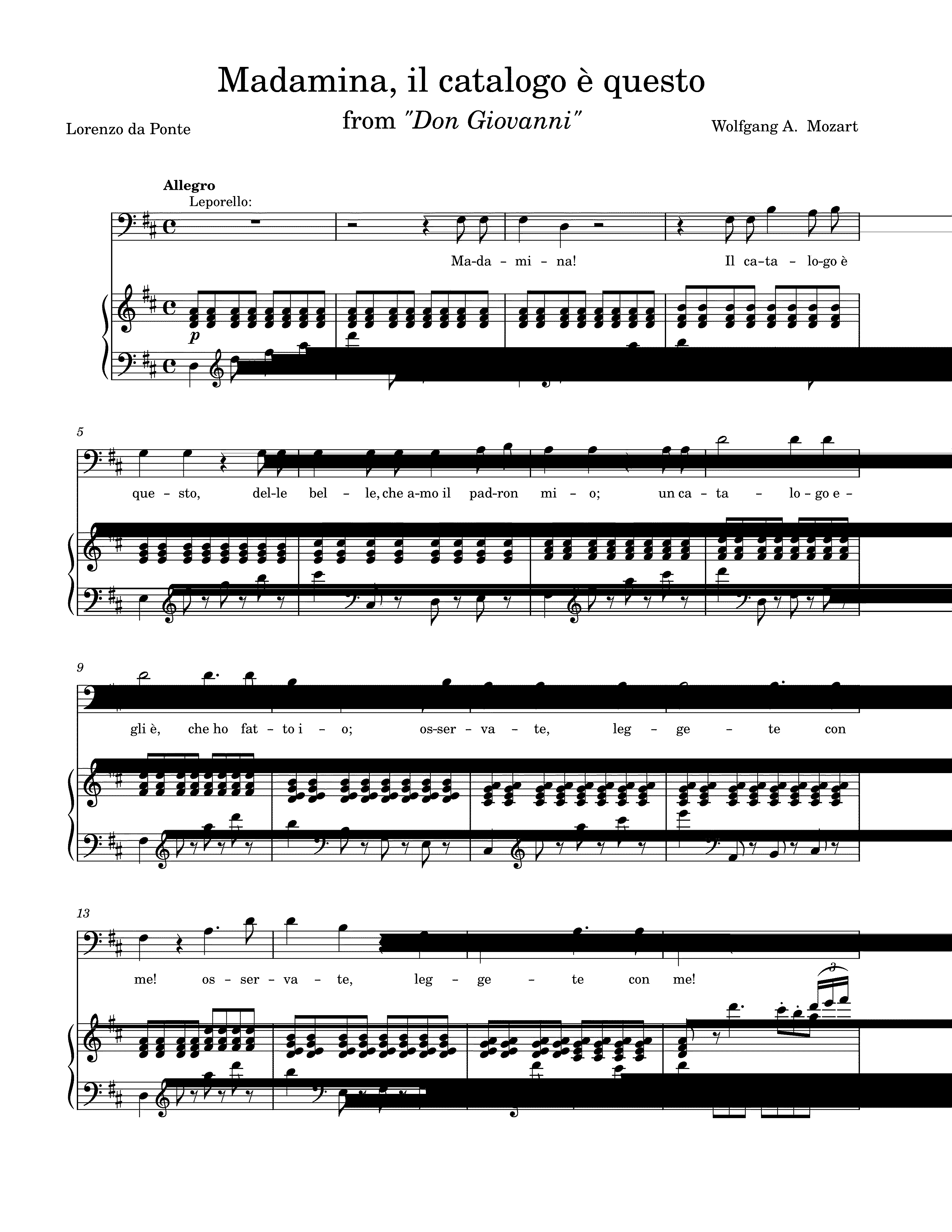 Partitura Madamina Il Catalogo È Questo