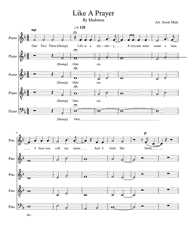 Partitura Madonna Like a Prayer