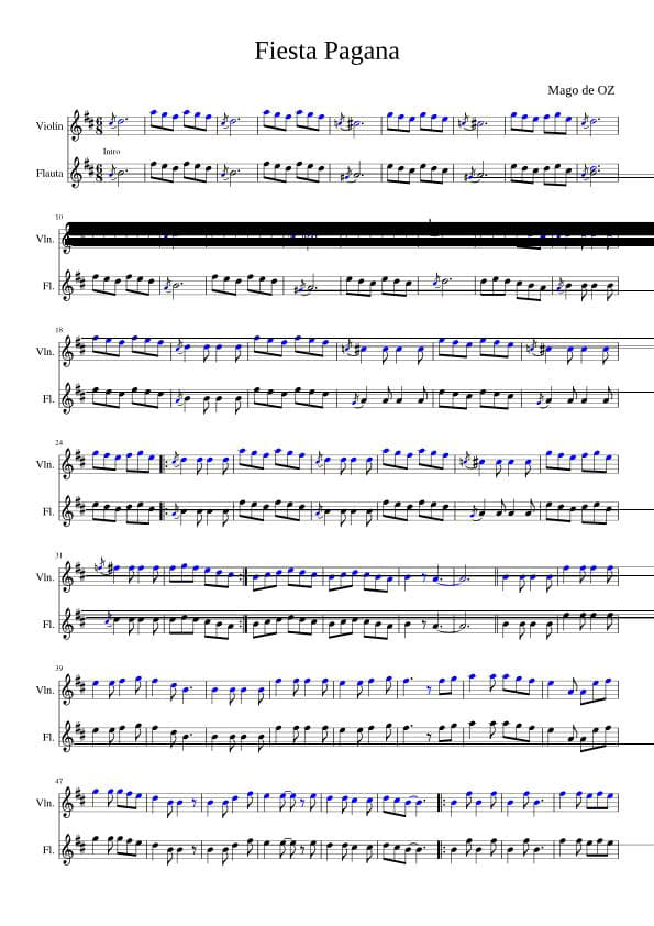 Partitura Mago de Oz Fiesta Pagana