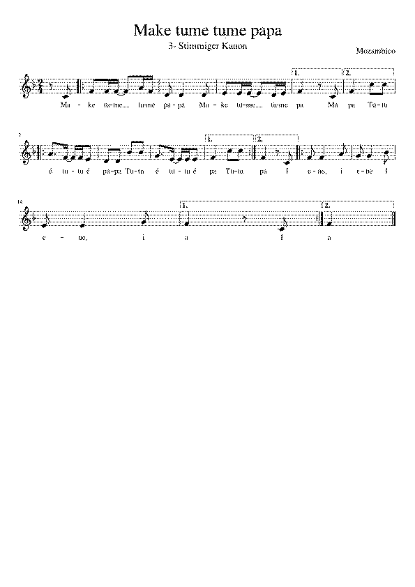 Partitura Make Tume Papa