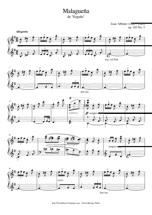 Partitura Malagueña Albeniz