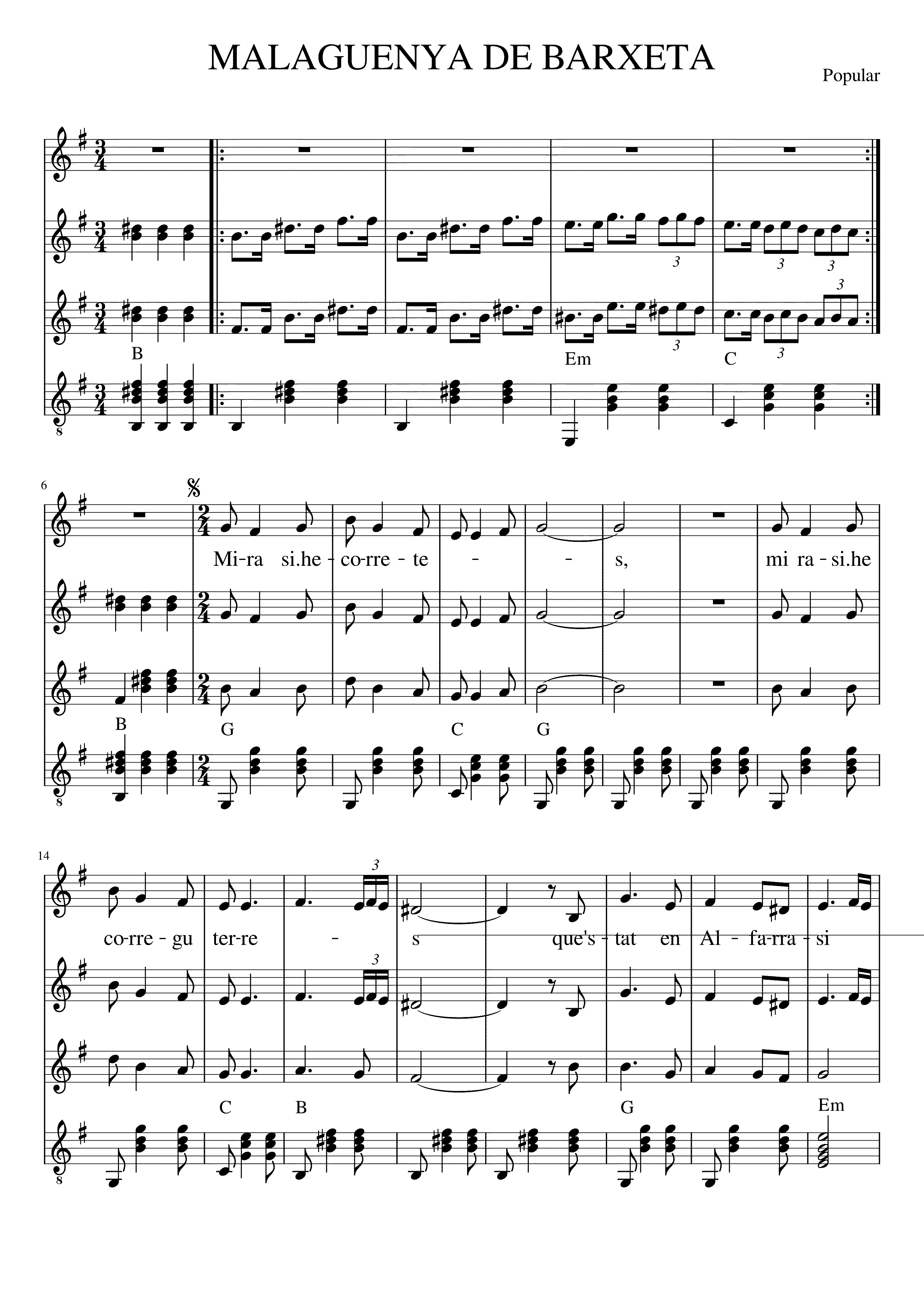 Partitura Malaguenya de Barxeta