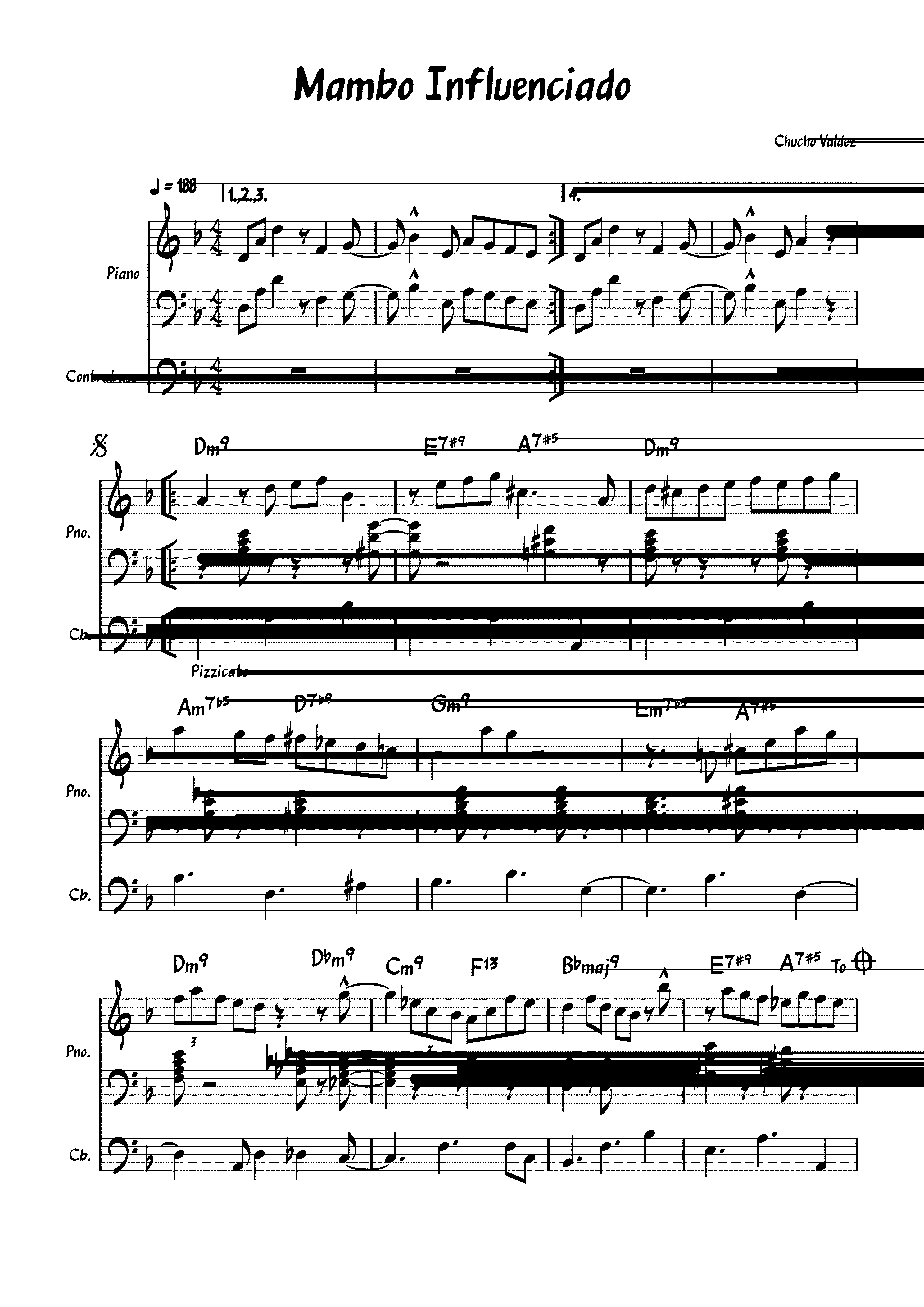 Partitura Mambo Influenciado