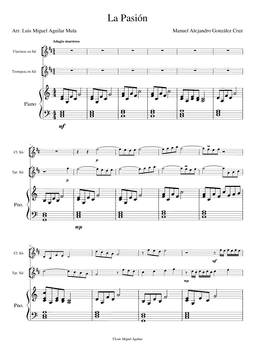 Partitura Marcha La Pasion