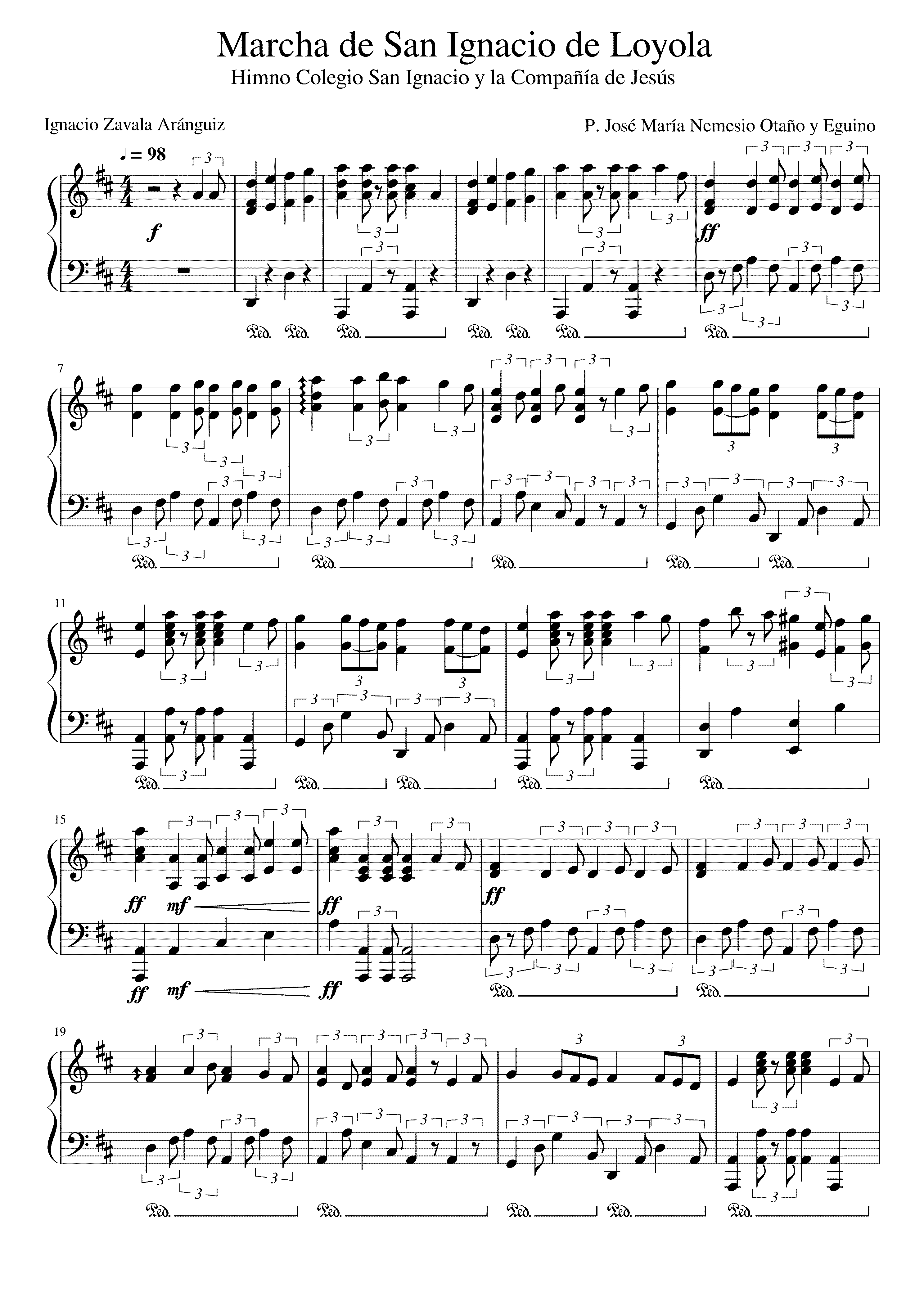 Partitura Marcha San Ignacio Loyola