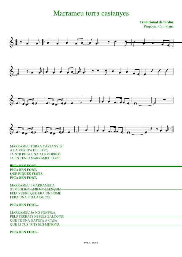 Partitura Marrameu Torra Castanyes