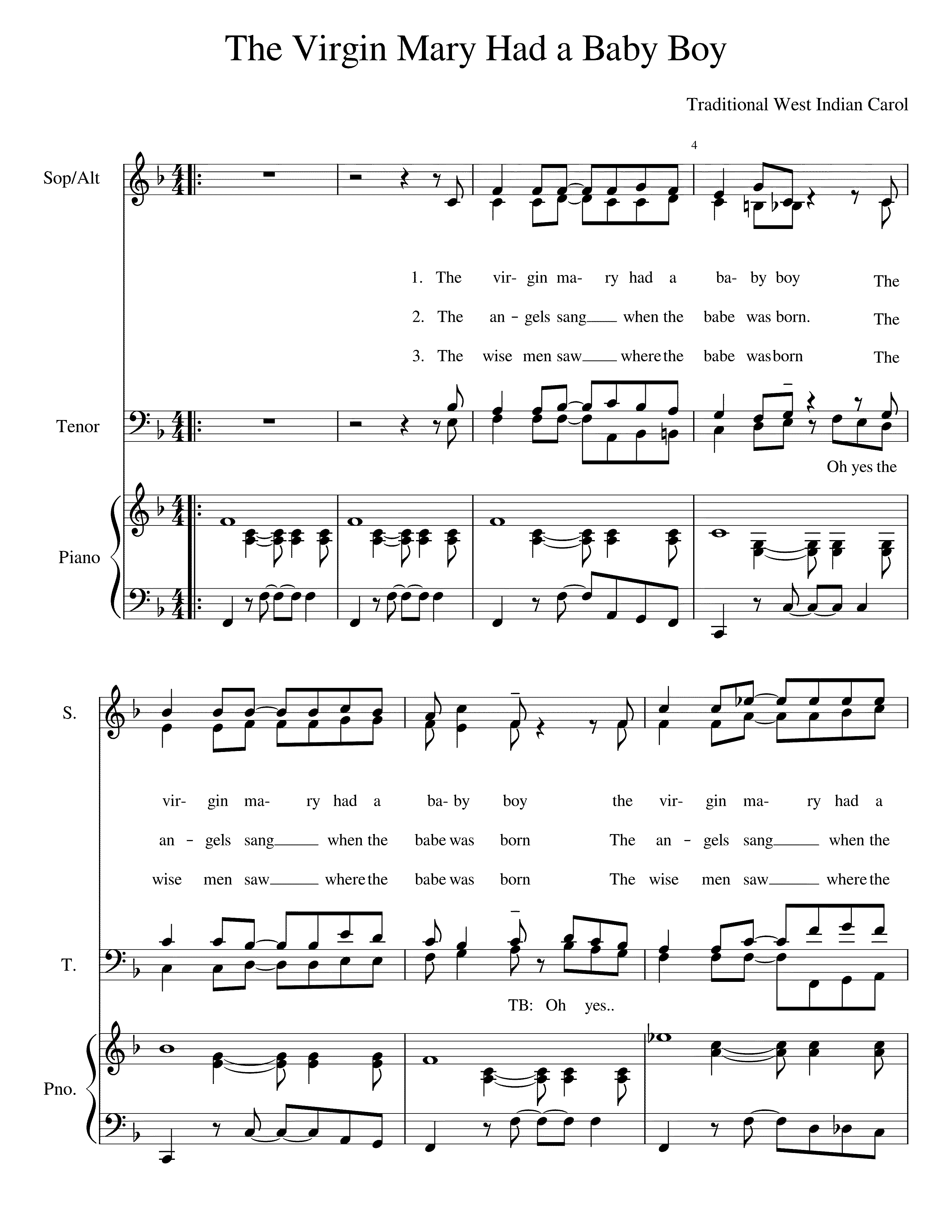 Partitura Mary Had a Baby